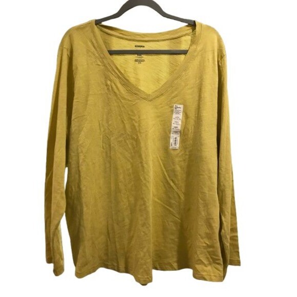 Women's XXL T-shirt Long Sleeve Sonoma V-neck Yellow - Picture 1 of 2